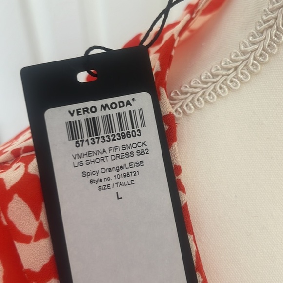 Vero Moda Printed Ruffle Wrap Sleeved Knee High Dress Size Large L - Picture 4 of 16